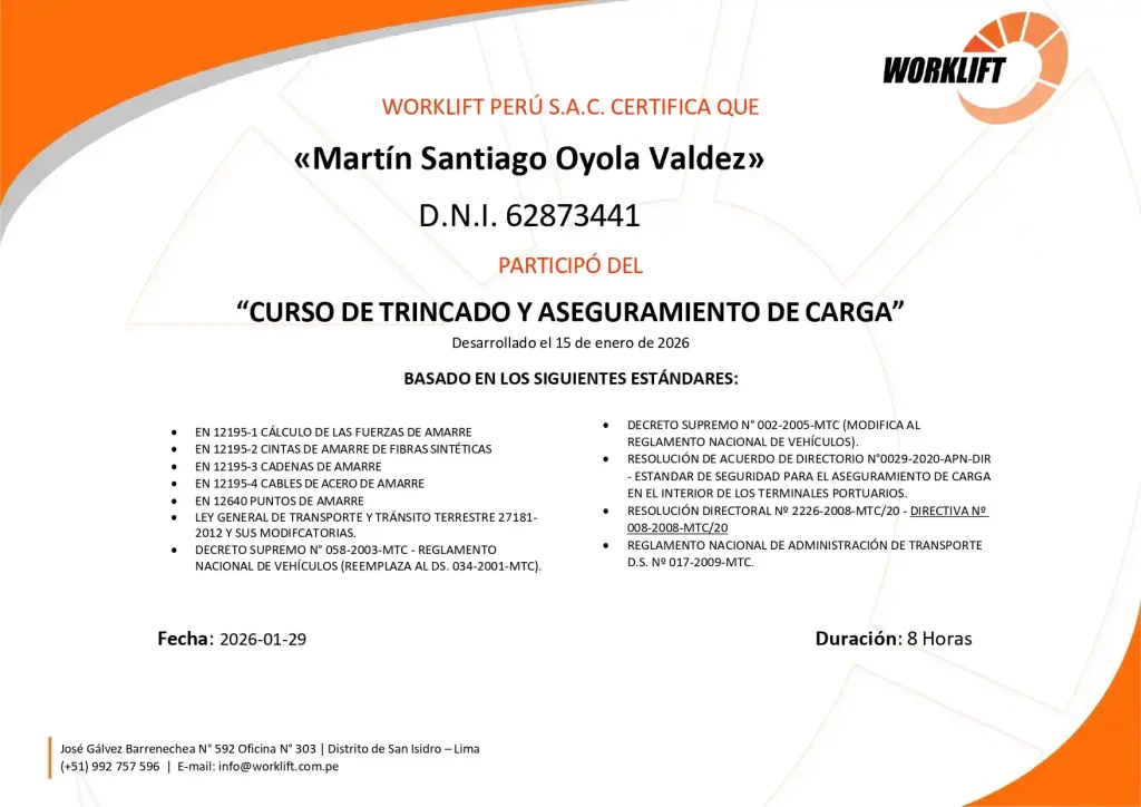 certificado worklift oficial