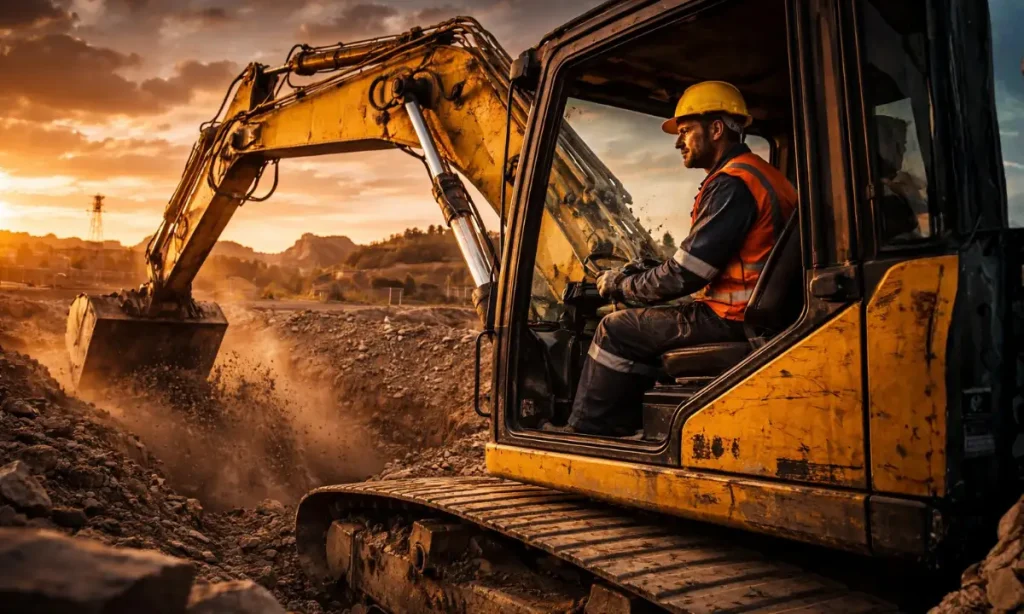 excavadora industrial operando