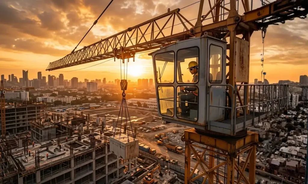 grua torre operando