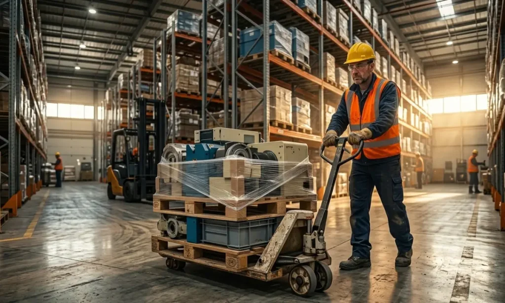 traspaleta almacen cargando